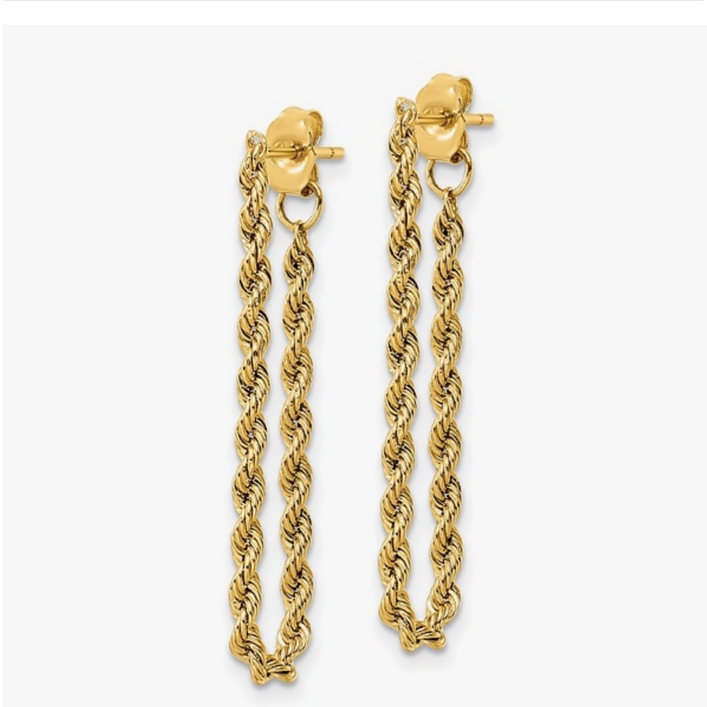 ROPE CHAIN EARRINGS 14K YELLOW GOLD - Picture 3 of 6